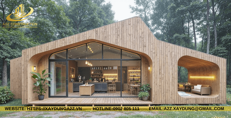 Mẫu Nhà Lắp Ghép Gỗ 1 Tầng, Hiện Đại