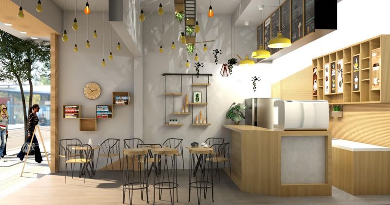 Hình ảnh quán cafe nhỏ hiện đại