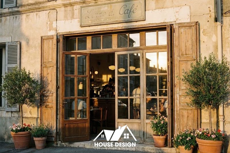 Mặt Tiền Quán Cà Phê Vintage Lối Vào Đặc Trưng