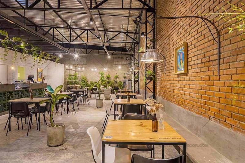 Thi công quán cafe khung thép đơn giản