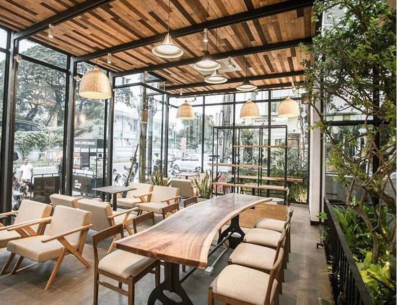 Thiết kế quán cafe khung thép