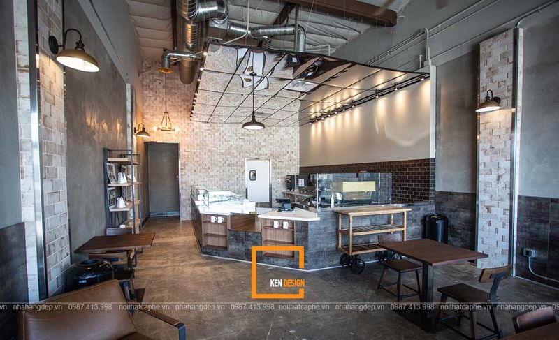 Thiết kế quán cafe tại Thái Nguyên phong cách công nghiệp