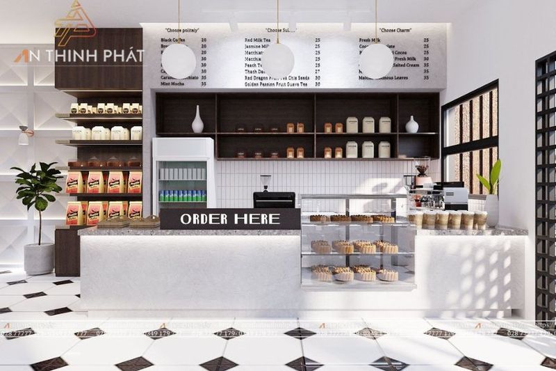 Quầy order thiết kế tối giản